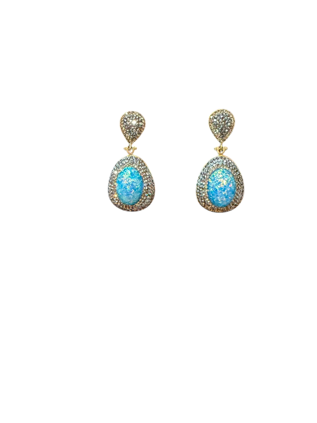 The "Avalon" Iridescent Opal & Pave Teardrop Drop Earrings