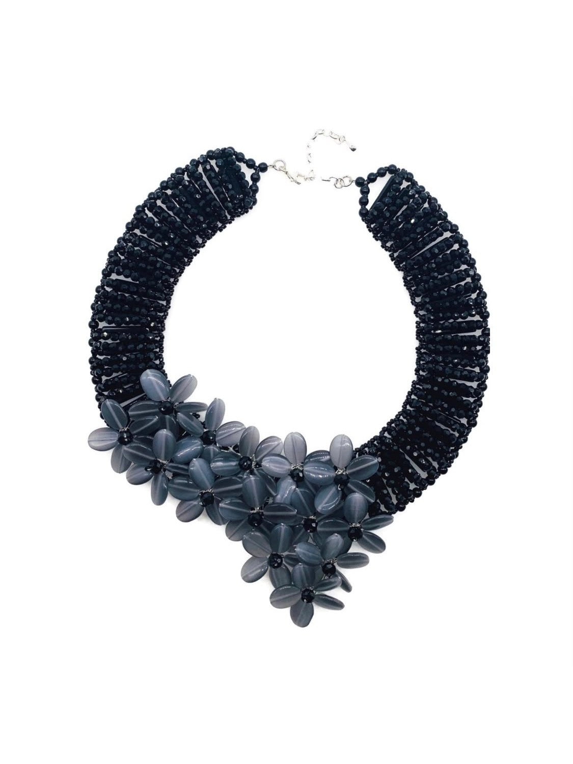 The "Nirvana" Cat's Eye & Swarovski Crystal Lotus Statement Necklace