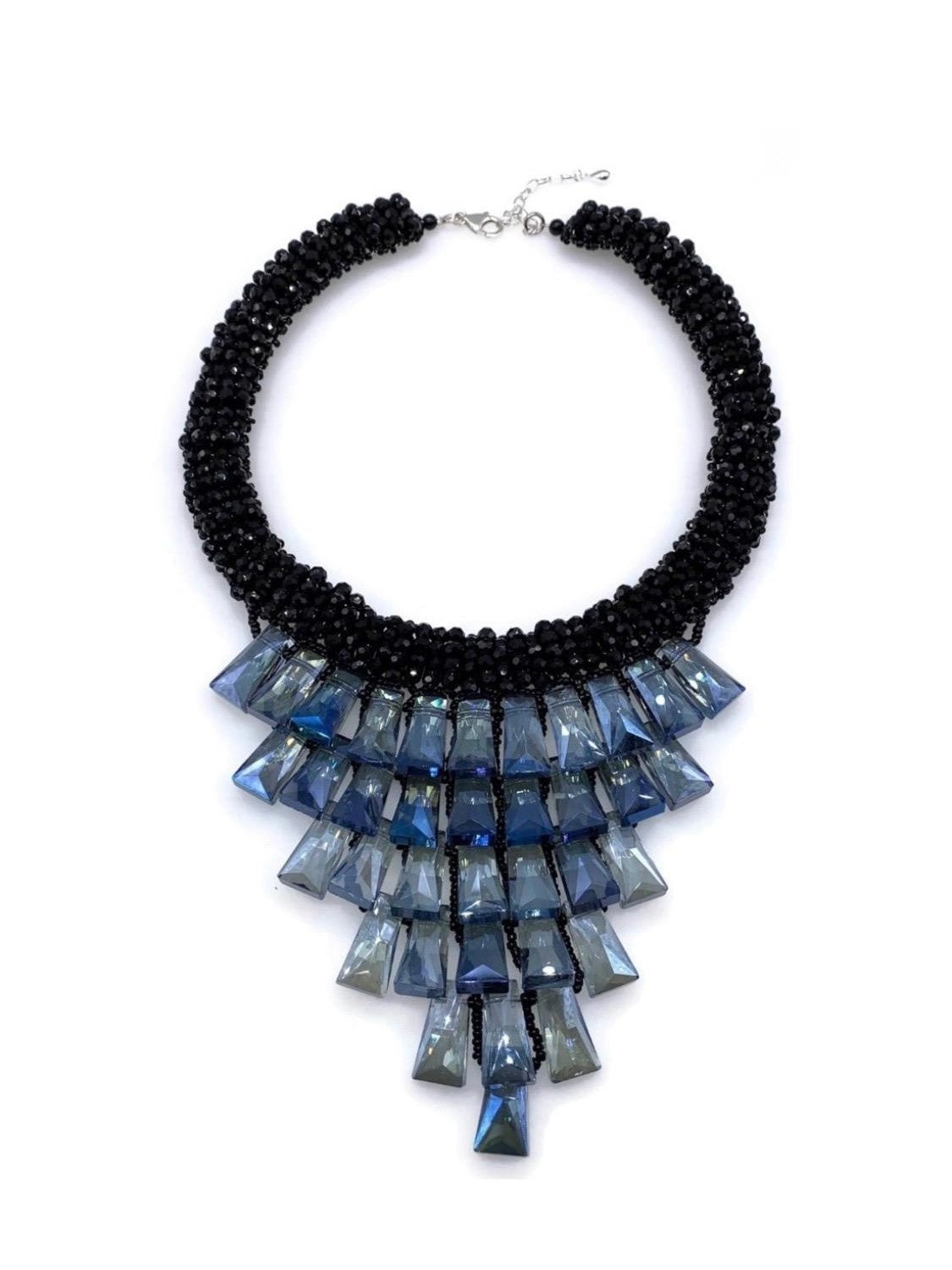 The "Calypso" Smoky & Black Swarovski Crystal Onyx Track Necklace