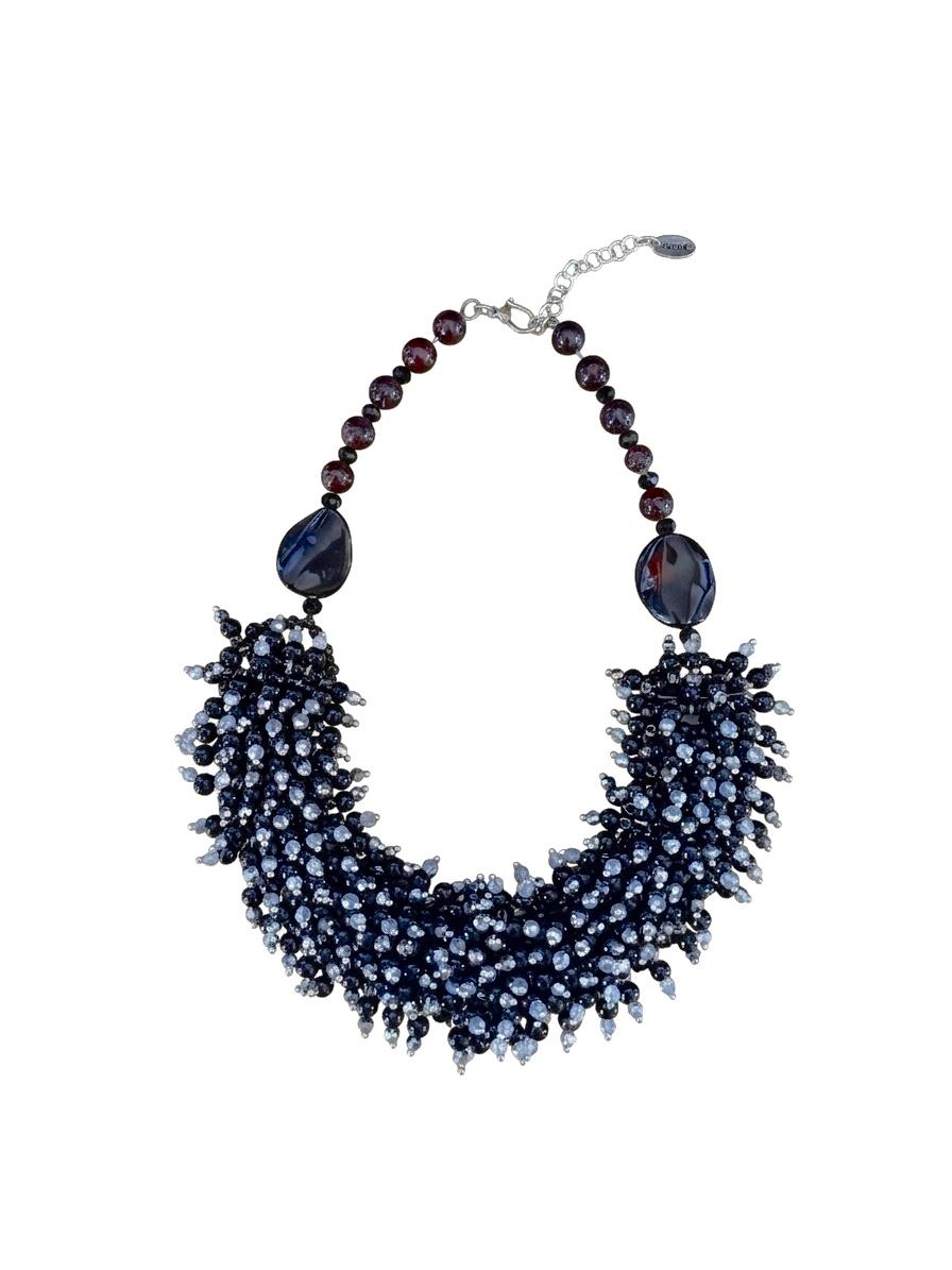 The "Vesper" Agate, Onyx, & Swarovski Crystal Statement Necklace