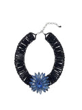 The "Zephyr" Blue & Black Swarovski Crystal Onyx Track Necklace