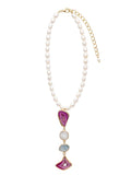 The "Solstice" Pink Geode & Multi-Gemstone Drop Necklace