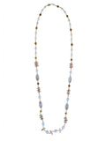 The "Aurora Aura" Long Rose Quartz & Rhodonite Station Necklace