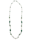 The "Verdant Aura" Long Malachite & Pearl Station Necklace