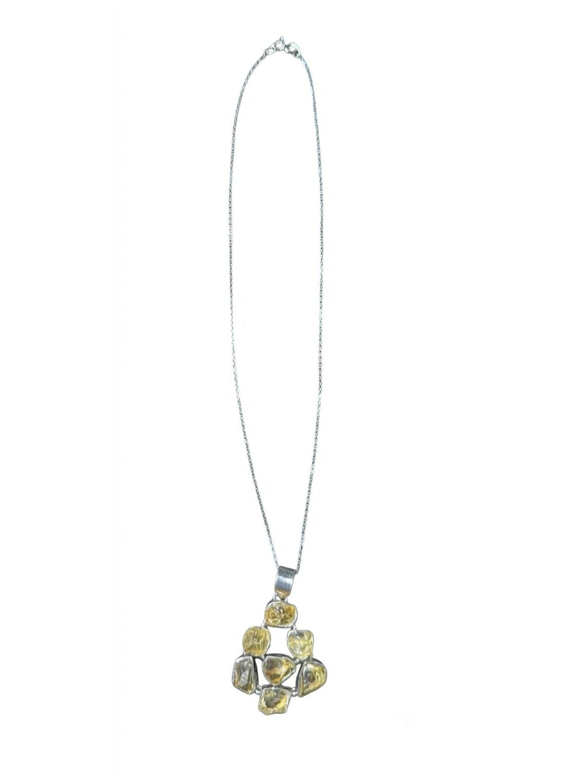 The "Odessa" Multi-Gemstone Citrine Cluster & Sterling Silver Necklace