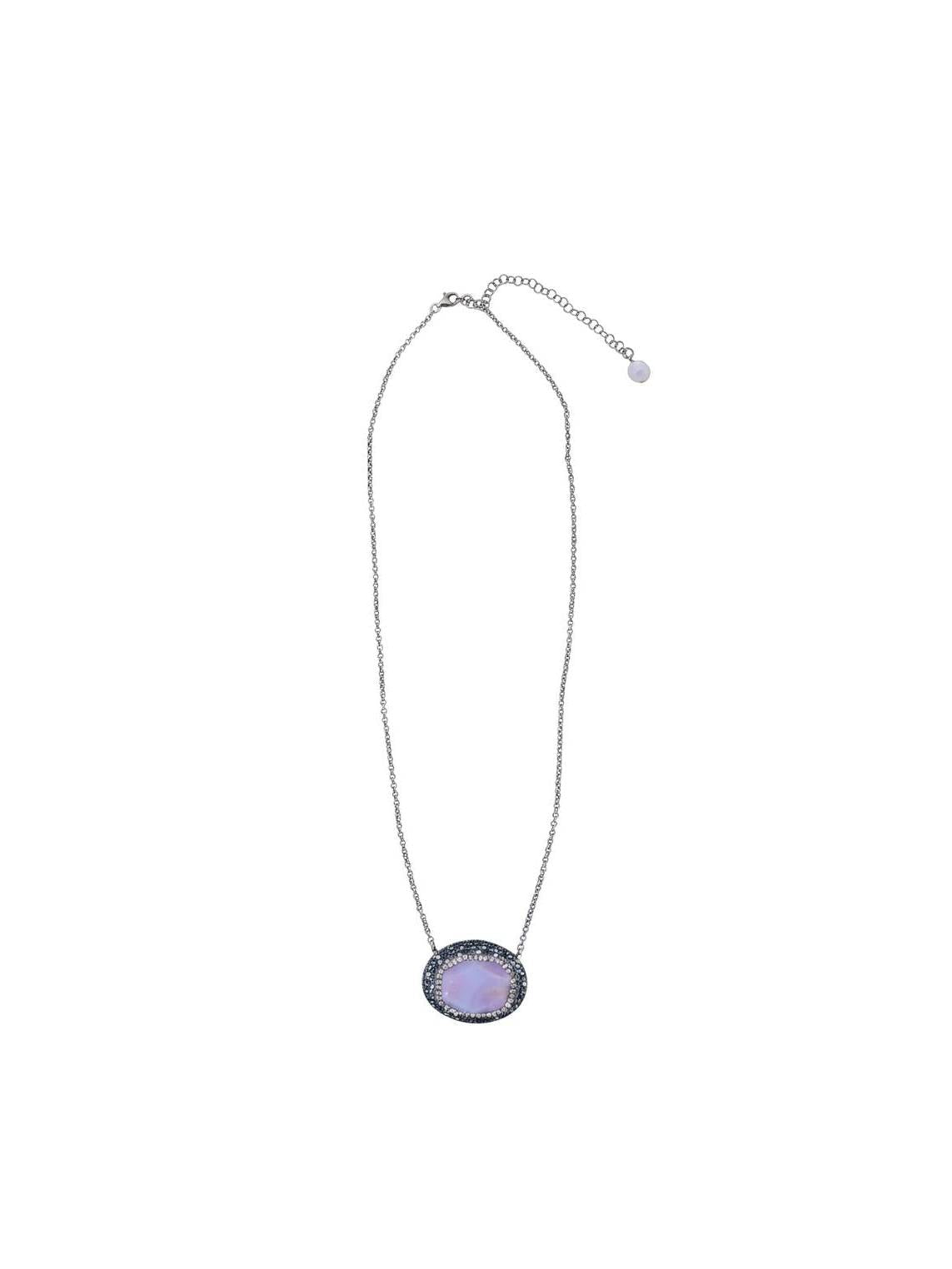 The "Odessa" Horizontal Oval Pink Agate & Rose Gold Necklace