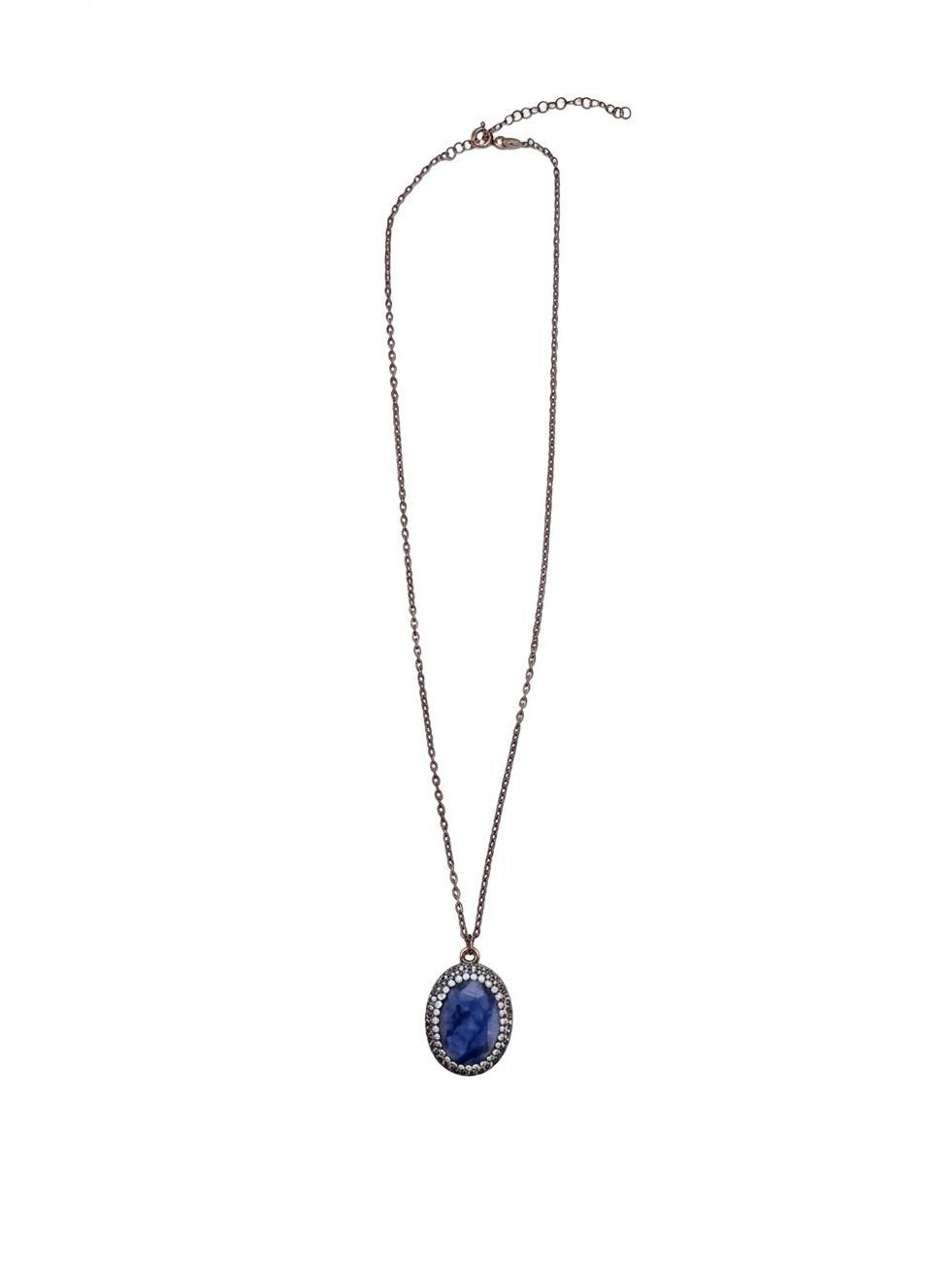 The "Odessa" Oval Blue Sapphire & Rose Gold Pendant Necklace
