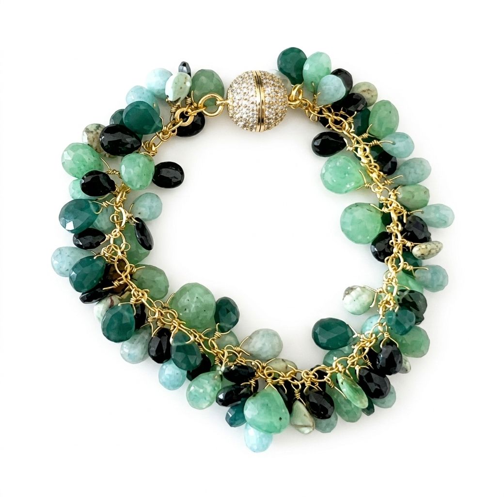 The "Odessa" Emerald, Spinel & Amazonite Cluster Bracelet