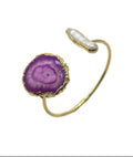 The "Odessa" Purple Agate & Stick Pearl Open Cuff Bracelet