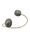 The "Solstice Aura" Pyrite Textured Bypass Cuff Bracelet