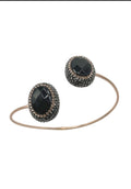 The "Eclipse Aura" Onyx & Hematite Bypass Cuff Bracelet in Rose Gold