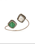 The "Eden Aura" Emerald & Pearl Bypass Cuff Bracelet