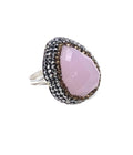 The "Liora" Pink Quartz & Swarovski Halo Statement Ring
