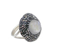 The "Elara" White Pearl & Swarovski Halo Statement Ring