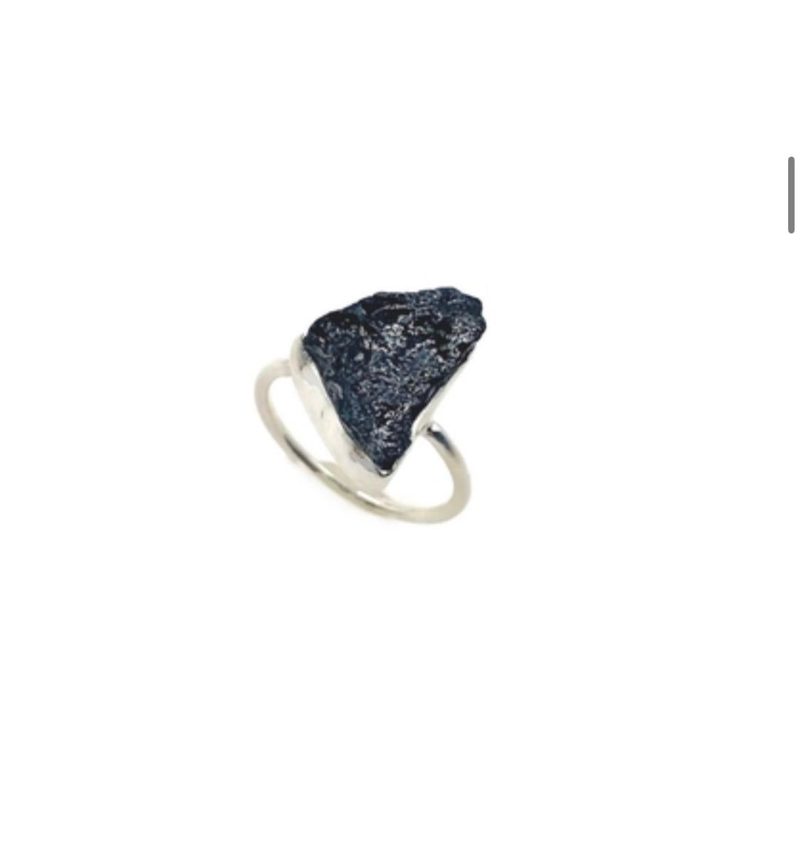 The "Midnight" Raw Black Spinel & Sterling Silver Ring
