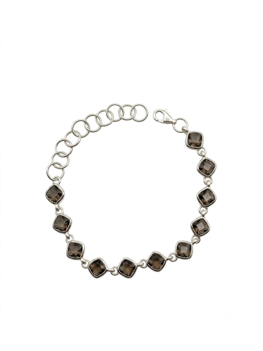 The "Odessa" Smoky Quartz Cushion Link Bracelet