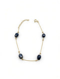 The "Odessa" Midnight Pearl Station Chain Bracelet