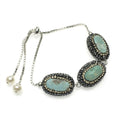 The "Sedona" Sterling Silver Hematite Turquoise & Swarovski Crystal Adjustable Bolo Bracelet