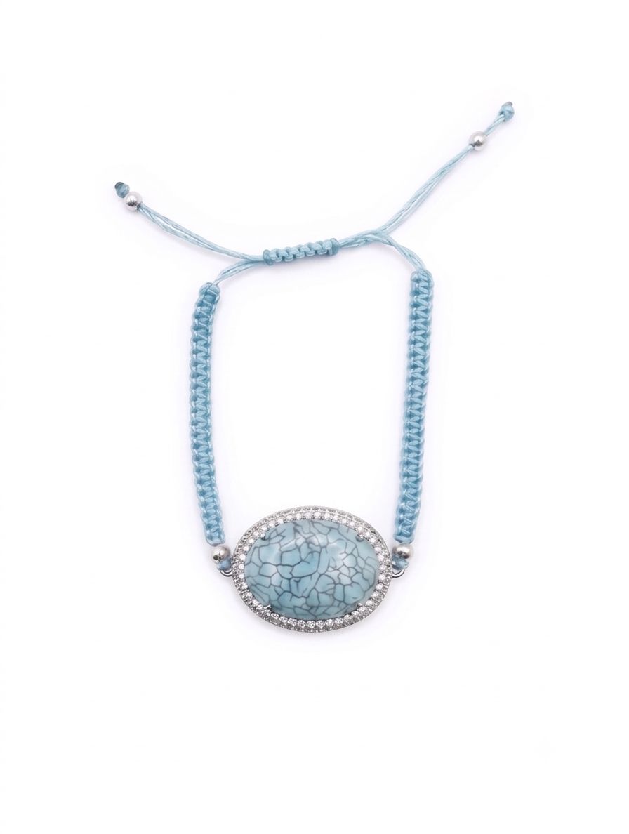 The "Sedona" Turquoise & Swarovski Crystal Bolo Bracelet in Woven Cord