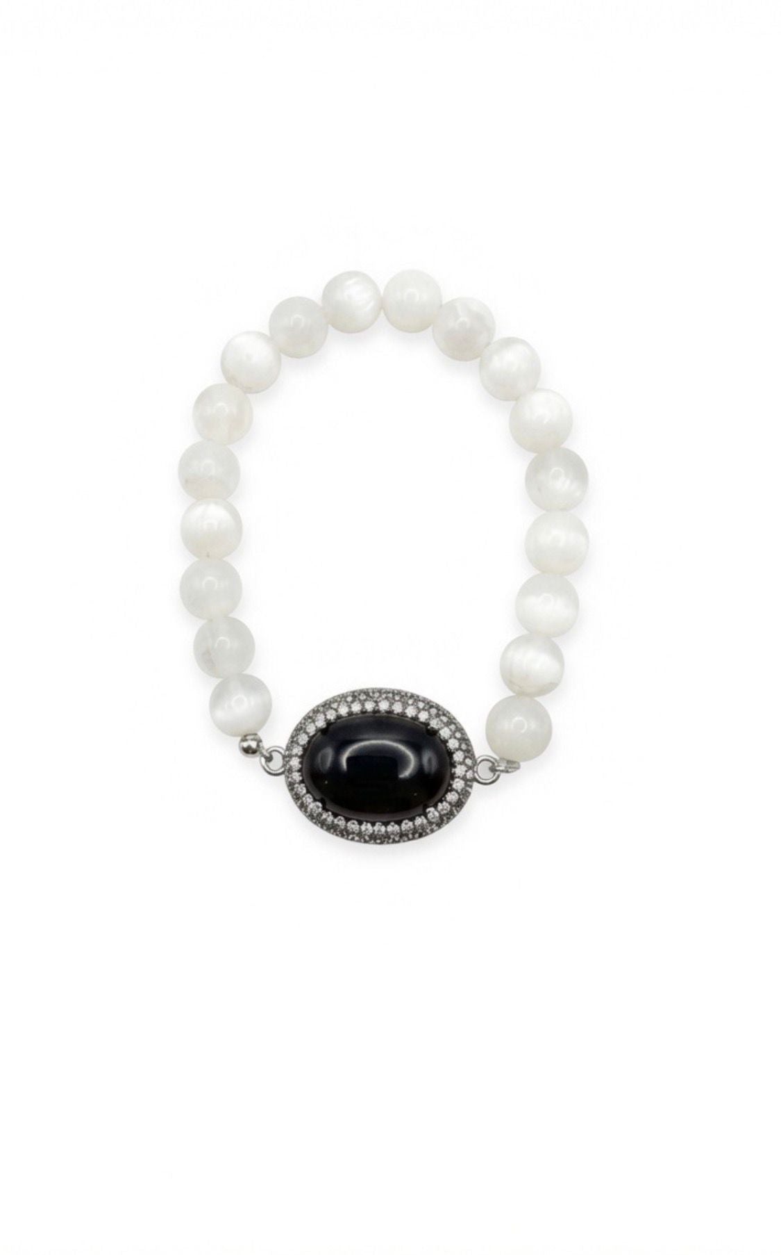 The "Sedona" Black Onyx & Swarovski Crystal Mother of Pearl Bracelet