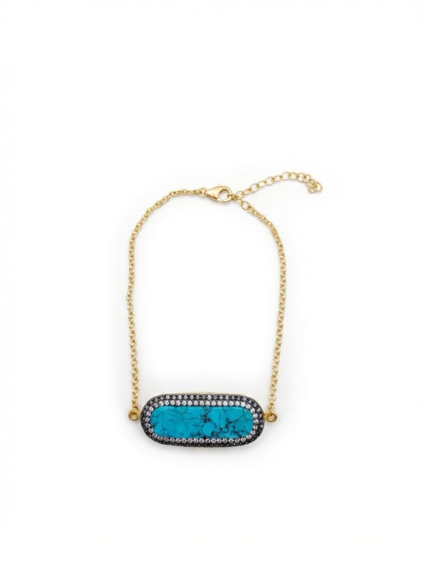 The "Aura" Turquoise Halo Chain Bracelet