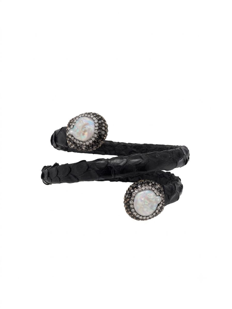 The "Python & Pearl" Bypass Coil Bracelet