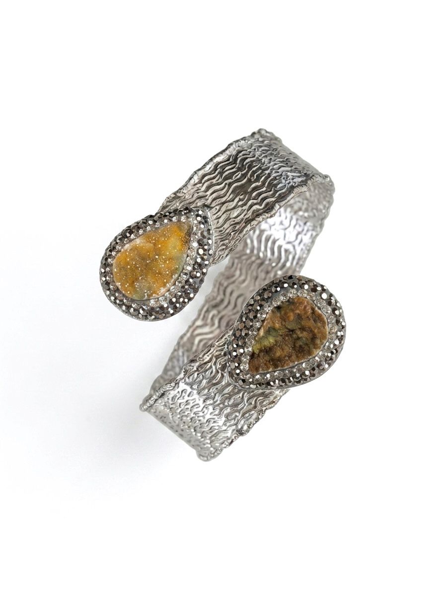 The "Drusy Wave" Textured Bypass Cuff Bracelet