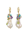The "Jewel Cascade" Baroque Pearl & Multi-Gem Drop Earrings