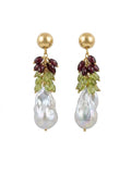 The "Garnet Bloom" Baroque Pearl & Multi-Gem Drop Earrings