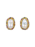 The "Gem Halo" Baroque Pearl Stud Earrings