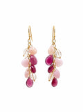 The "Blush Cascade" Rose Quartz & Ruby Drop Earrings