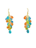 The "Vibrant Cascade" Peridot, Aquamarine & Carnelian Drop Earrings