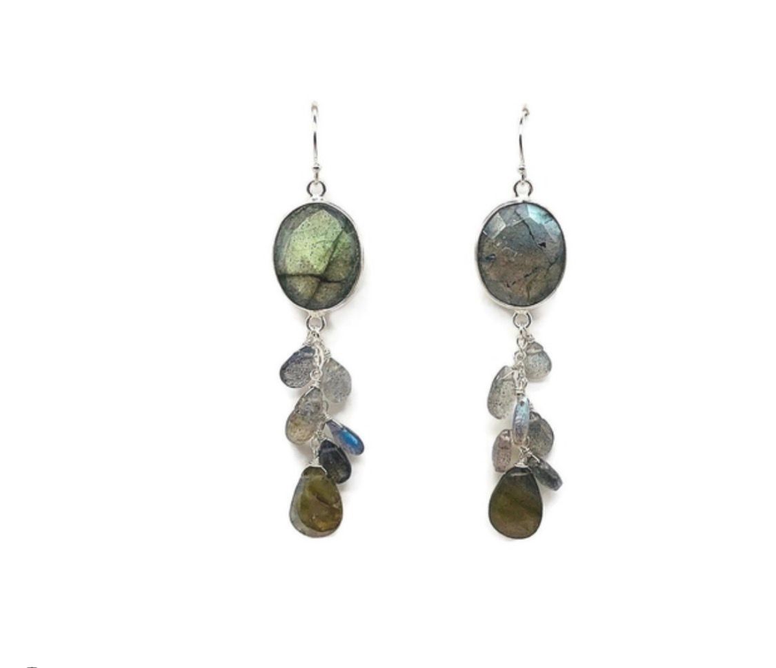 The "Labradorite Cascade" Labradorite Drop Earrings