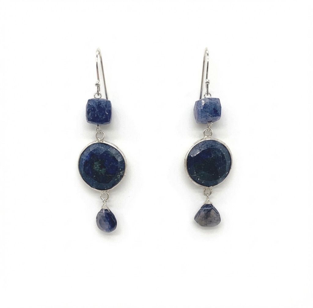 The "Lapis Cascade" Lapis & Iolite Drop Earrings