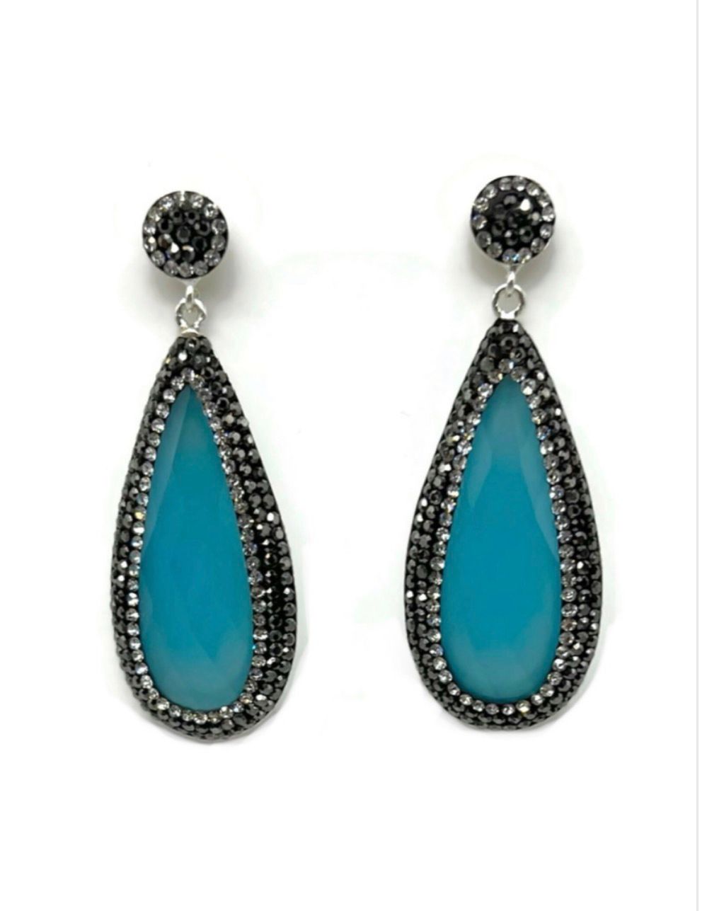 The Lumen Hematite Cat Eye Teardrop Earrings