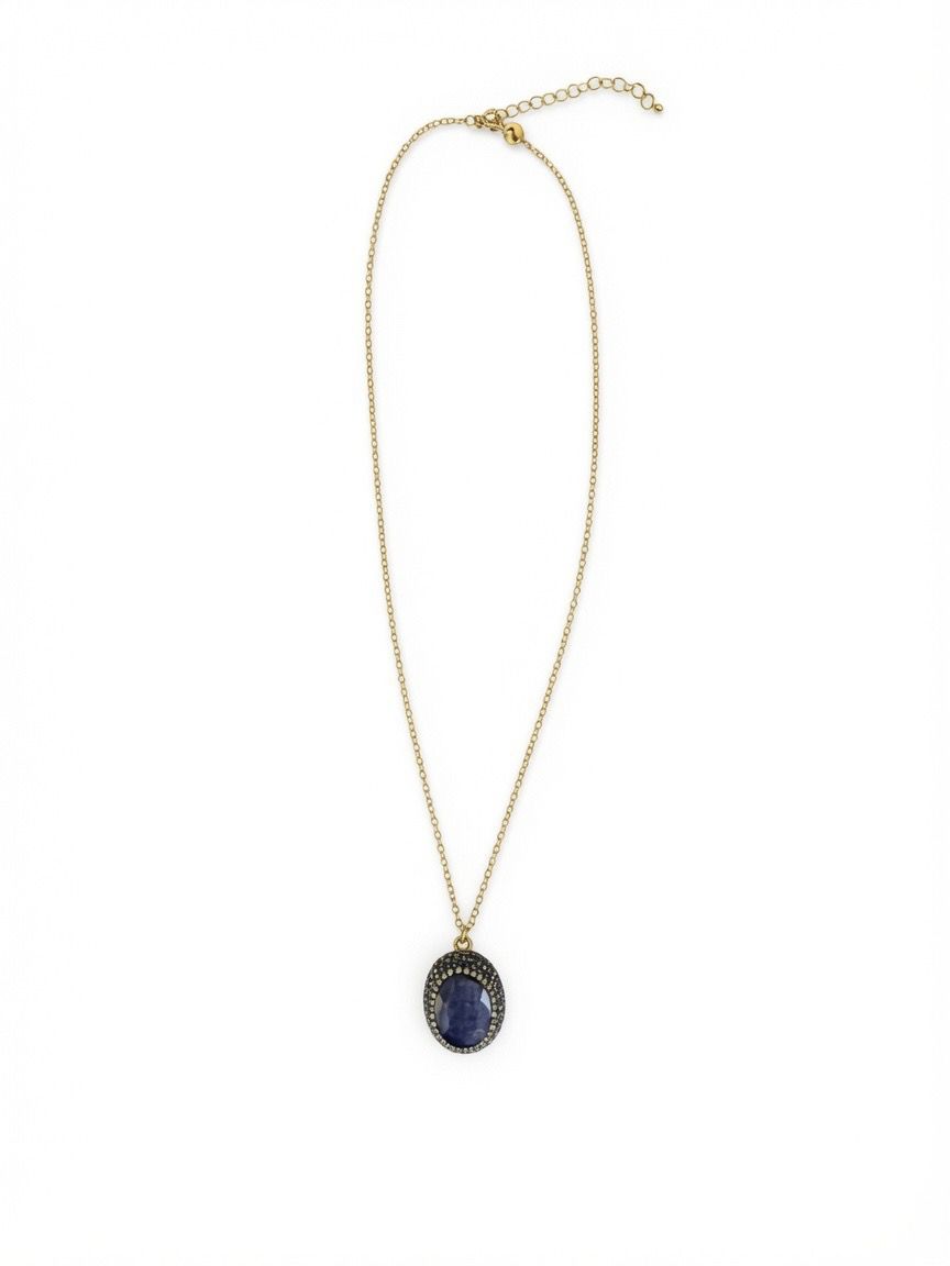 The Rose Gold Blue Druzy Teardrop Pendant Necklace