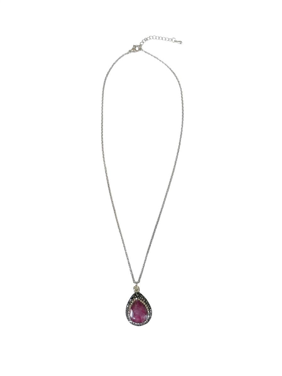 The Fuchsia Ruby Halo Necklace