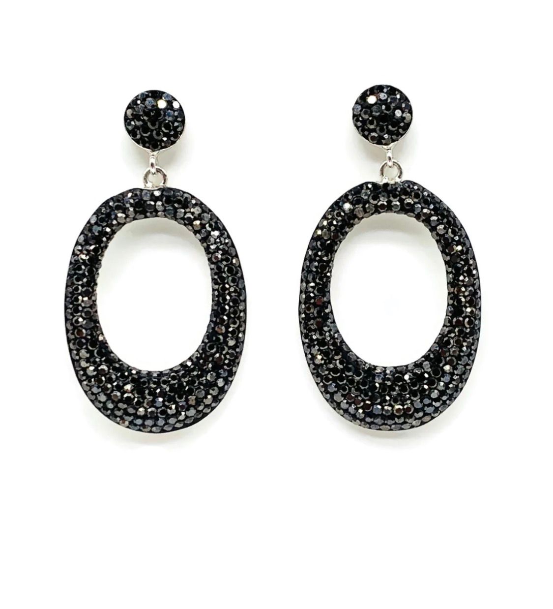 The Hematite Eclipse Oval Earrings