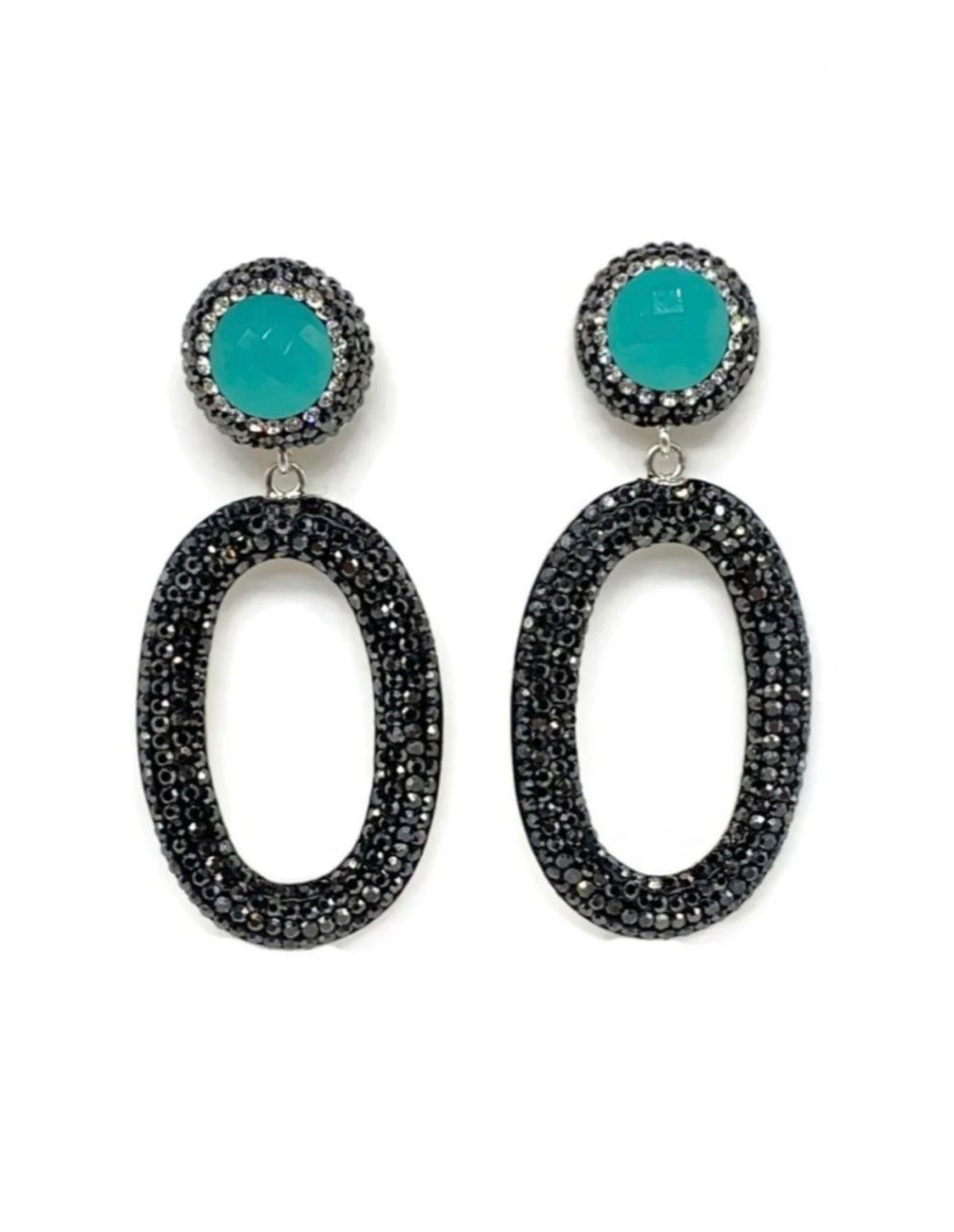 The Hematite Cat Eye Orbit Earrings
