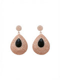 The Rose Gold Onyx Teardrop Earrings