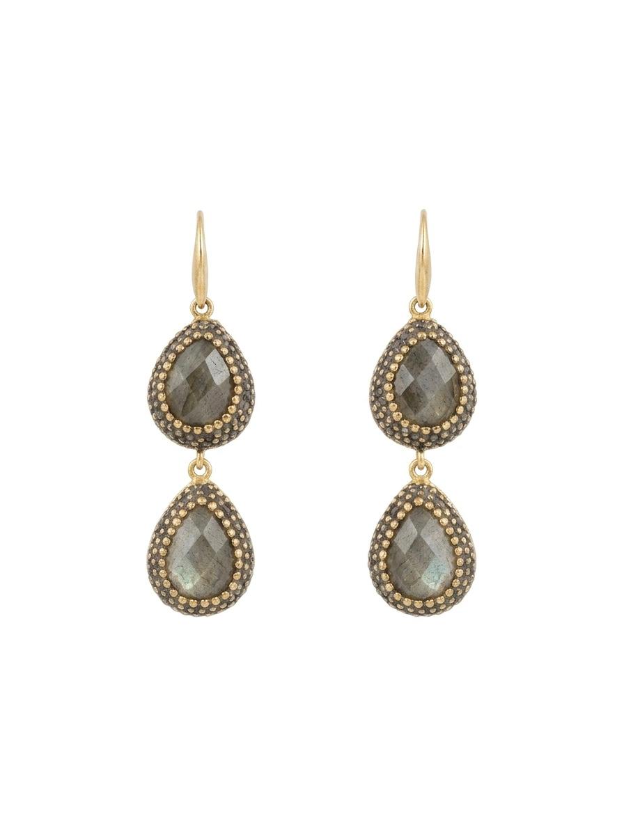 The Pyrite Double Teardrop Earrings