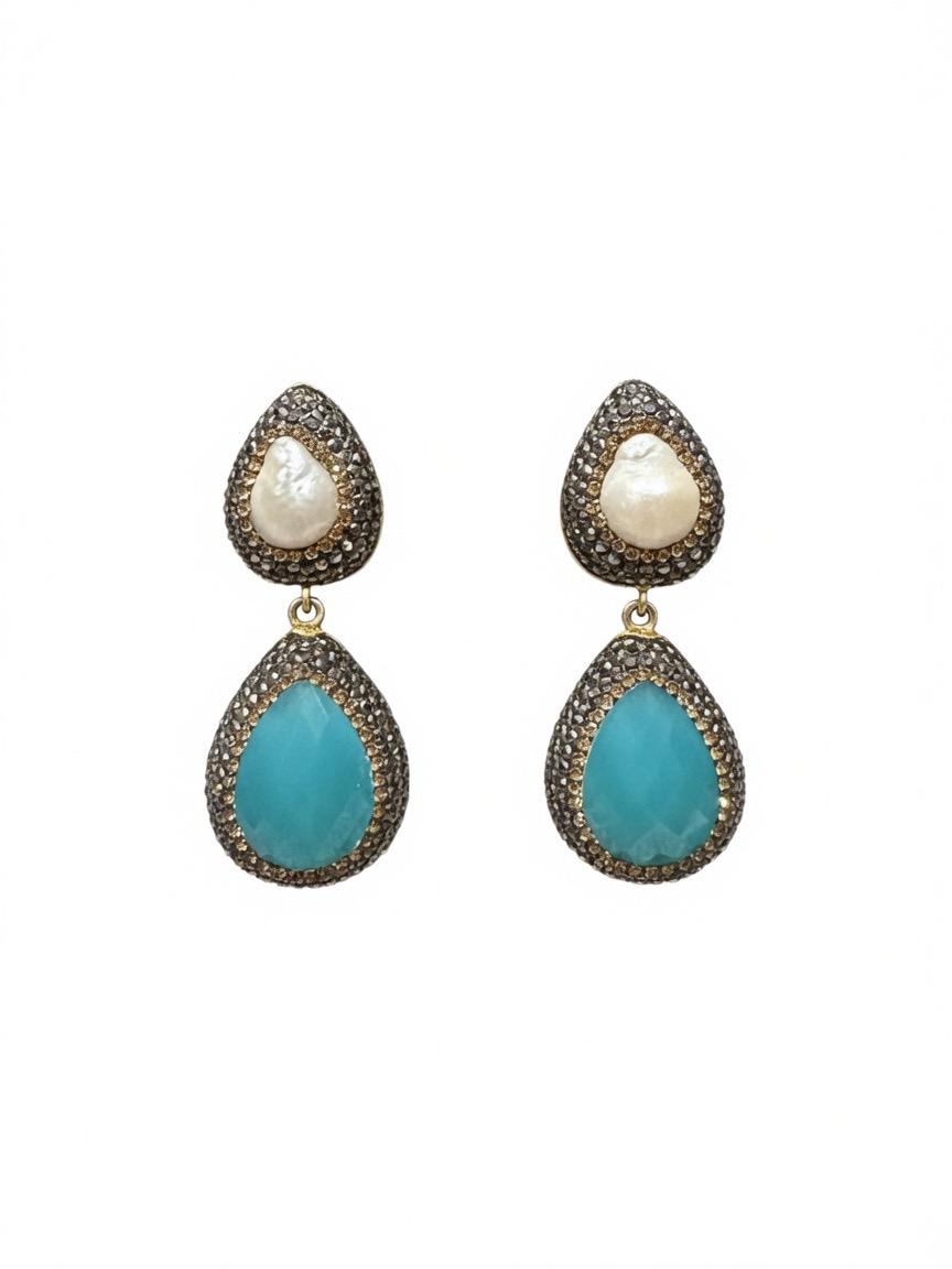 The Chalcedony & Pearl Talisman Earrings