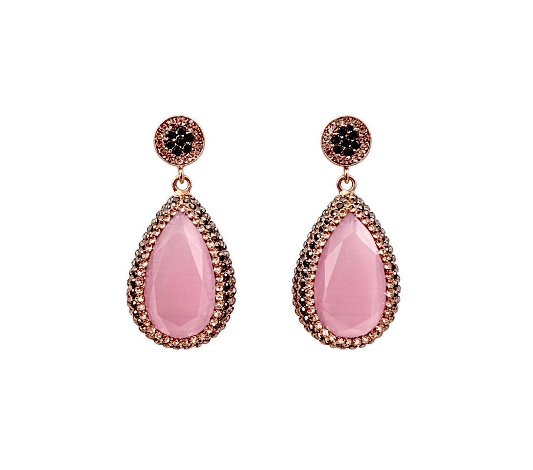 The Pink Cat's Eye Teardrop Earrings
