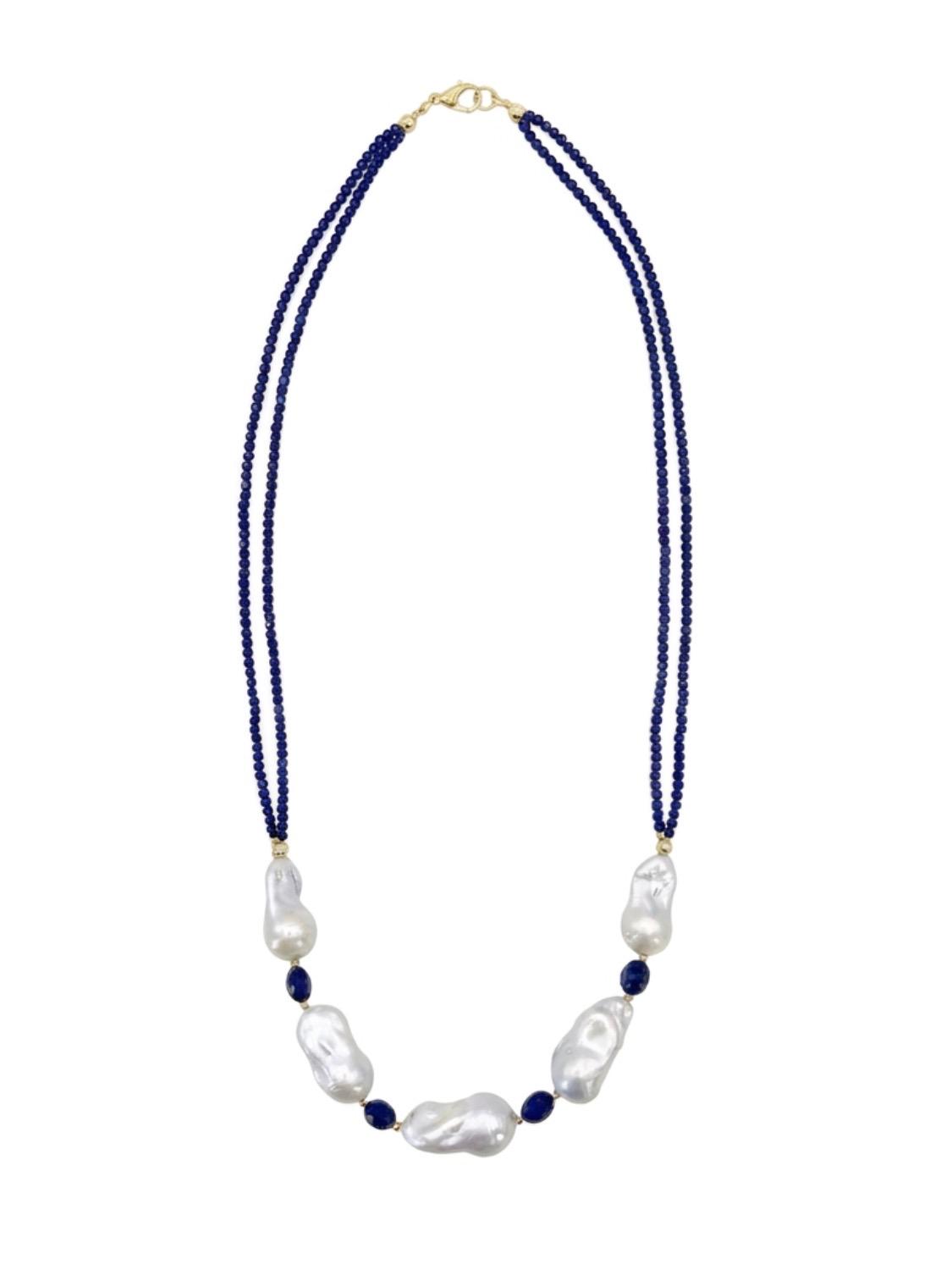 The "Midnight Pearl" Sapphire & Baroque Pearl Double-Strand Necklace
