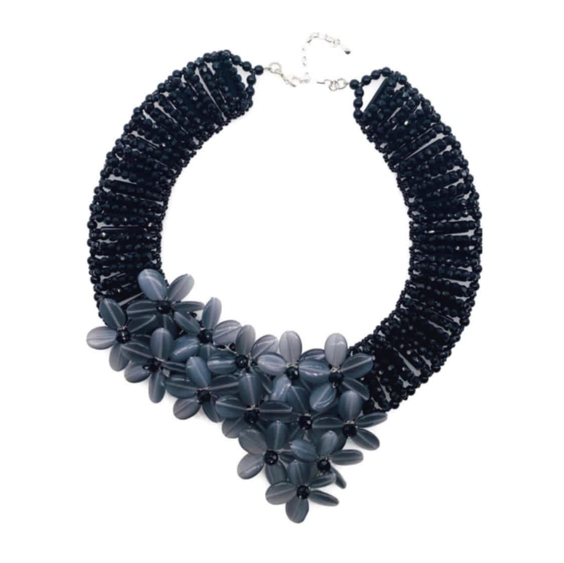 The "Nirvana" Cat's Eye & Swarovski Crystal Lotus Statement Necklace