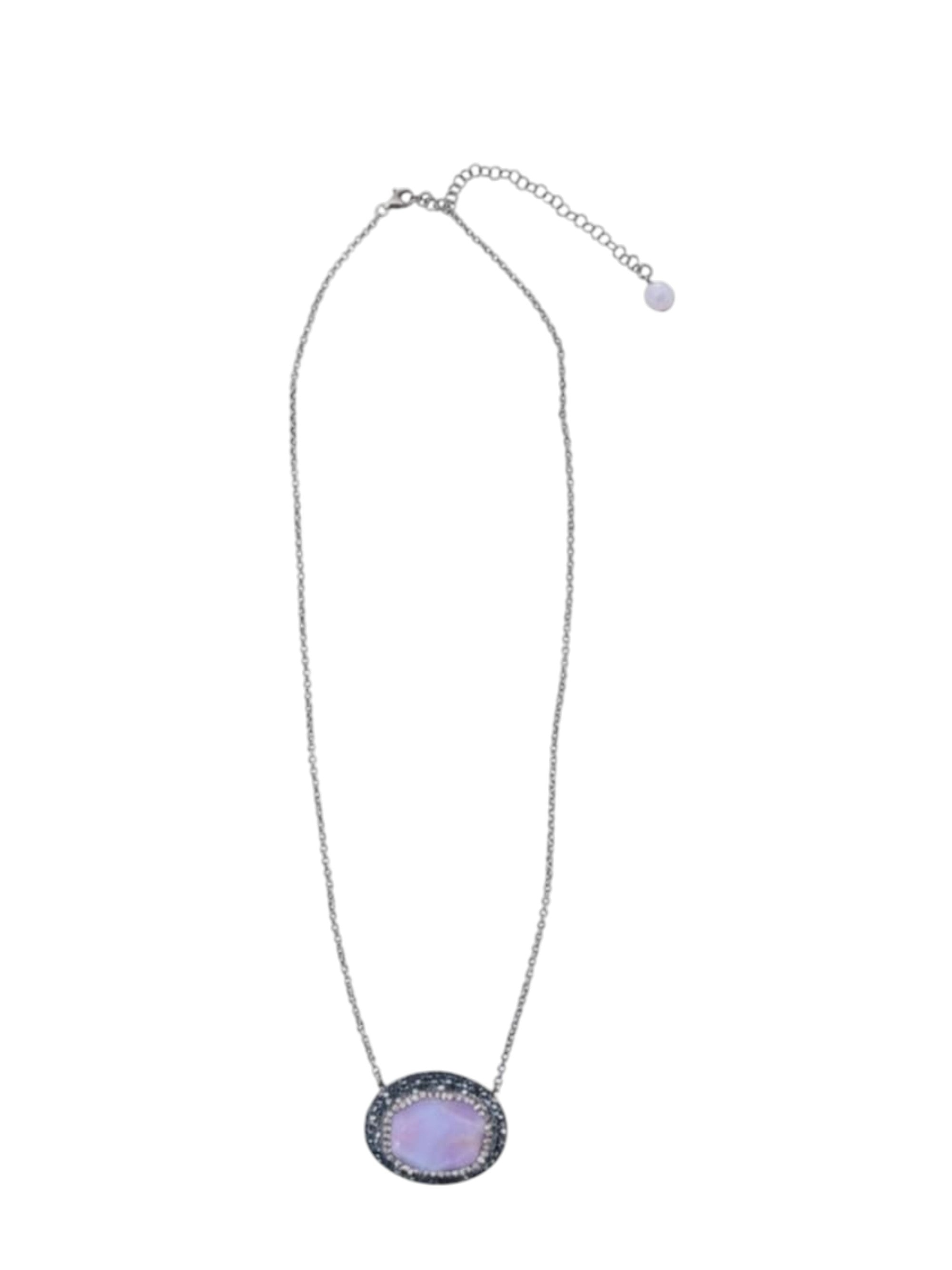 The "Odessa" Horizontal Oval Pink Agate & Rose Gold Necklace
